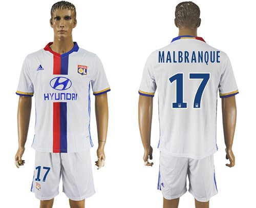 Lyon #17 Malbranque Home Soccer Club Jersey - Click Image to Close